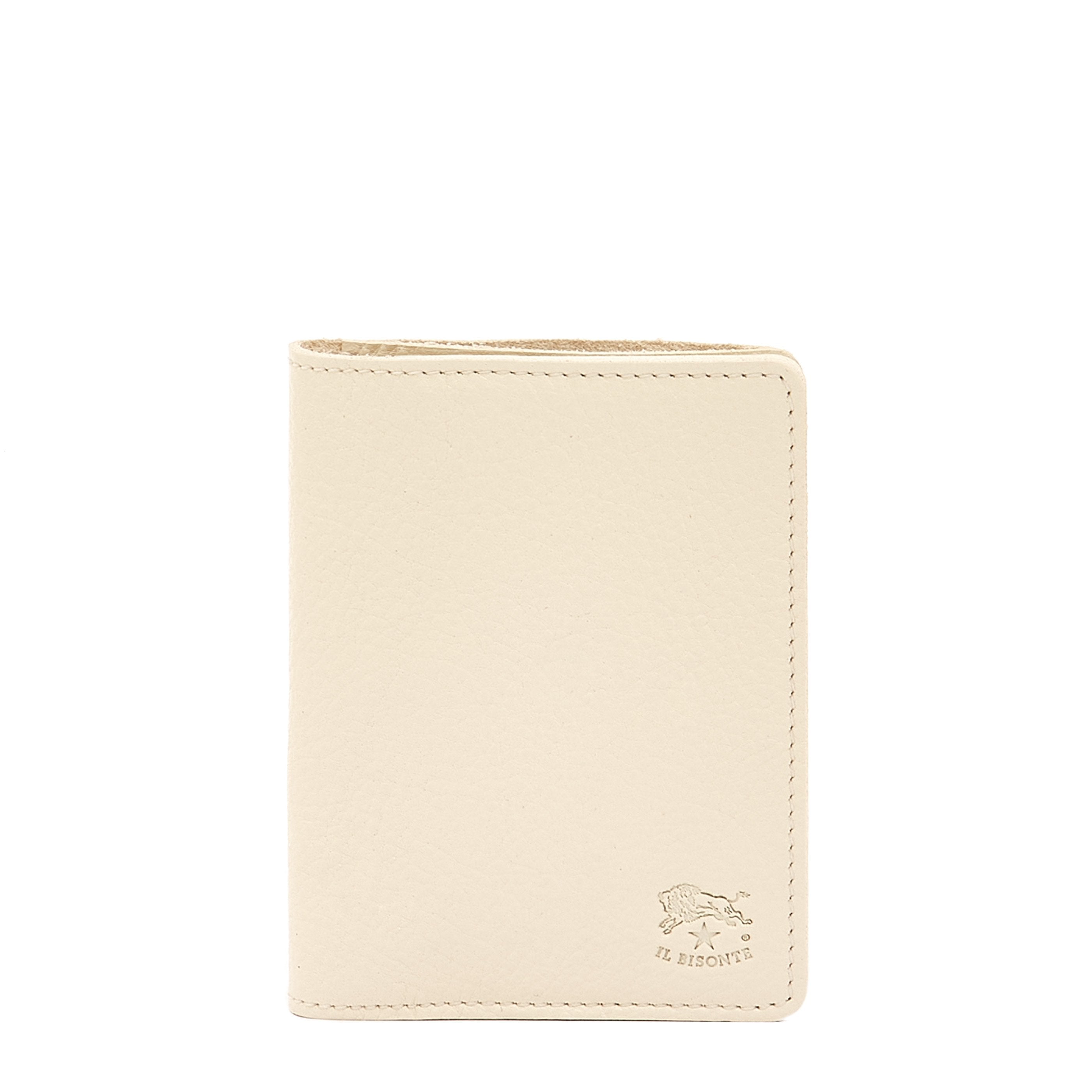 Card case in leather color milk