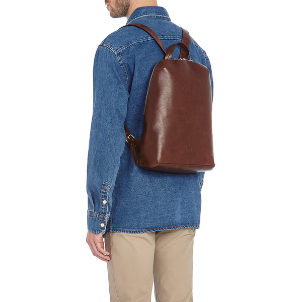 Duccio | Men's backpack in vintage leather color coffee