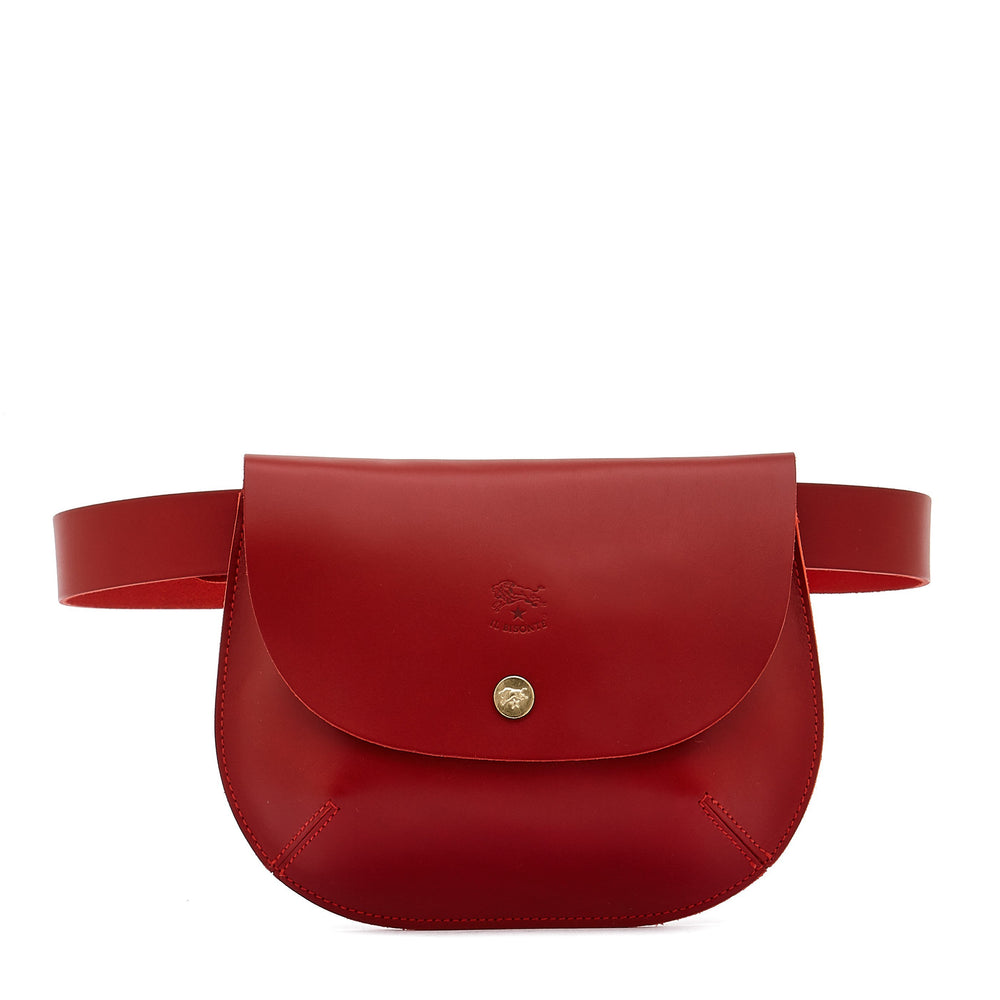 Parione | Sac banane pour femme en cuir couleur rouge rubis