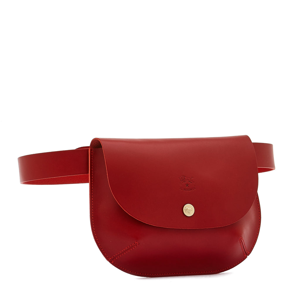 Parione | Sac banane pour femme en cuir couleur rouge rubis