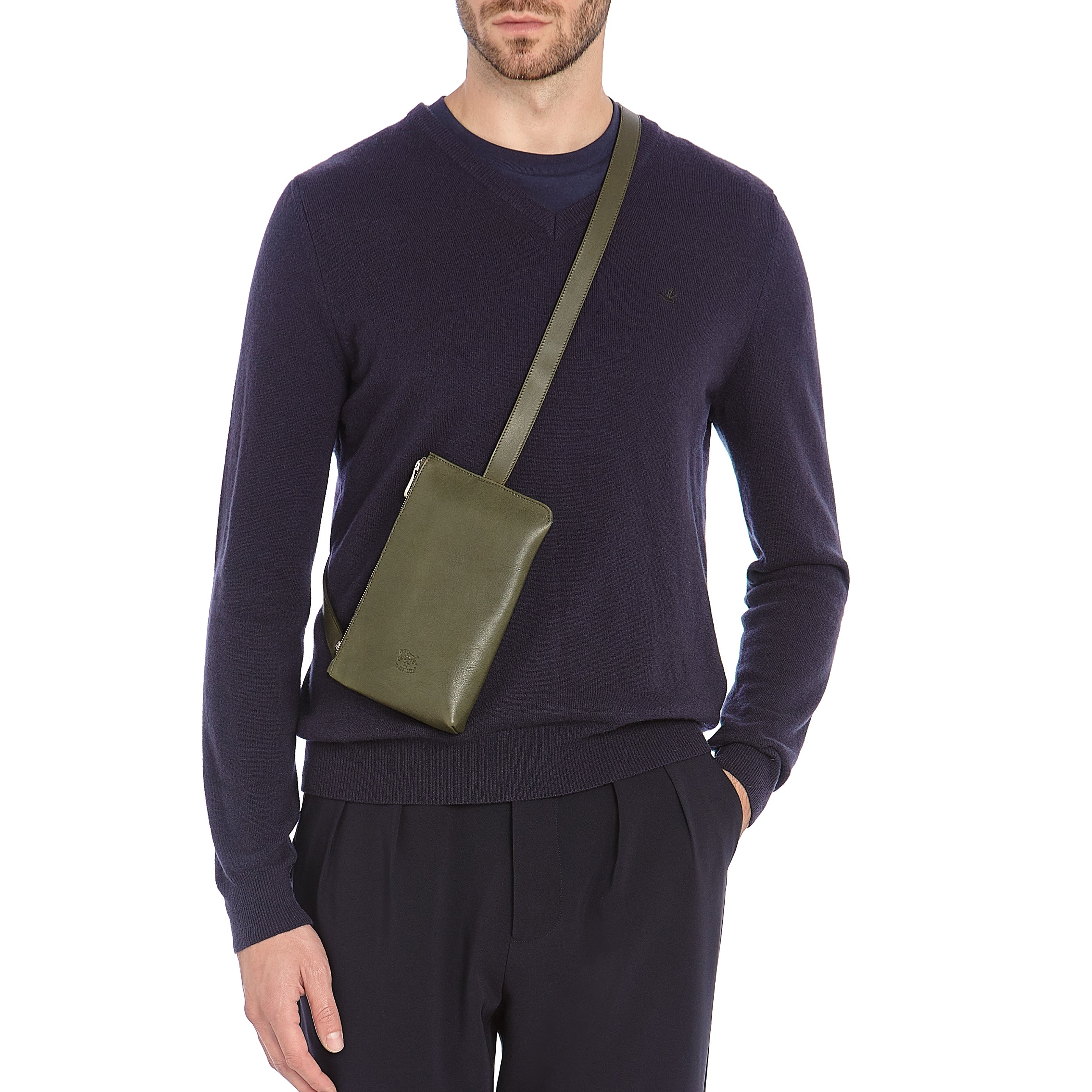 Duccio | Men's belt bag in vintage leather color forest