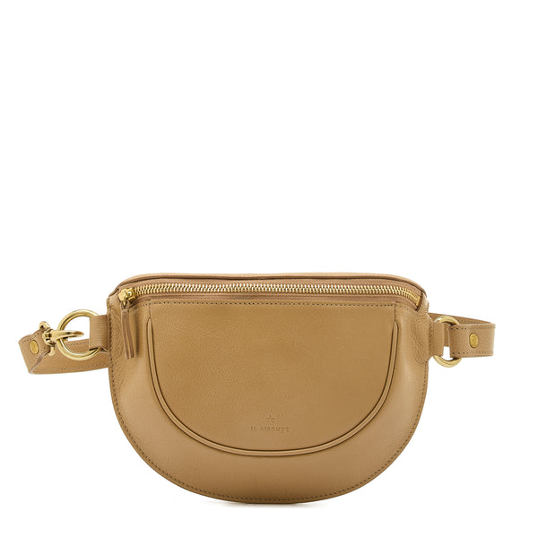 Oliveta | Sac banane pour femme en cuir couleur café au lait