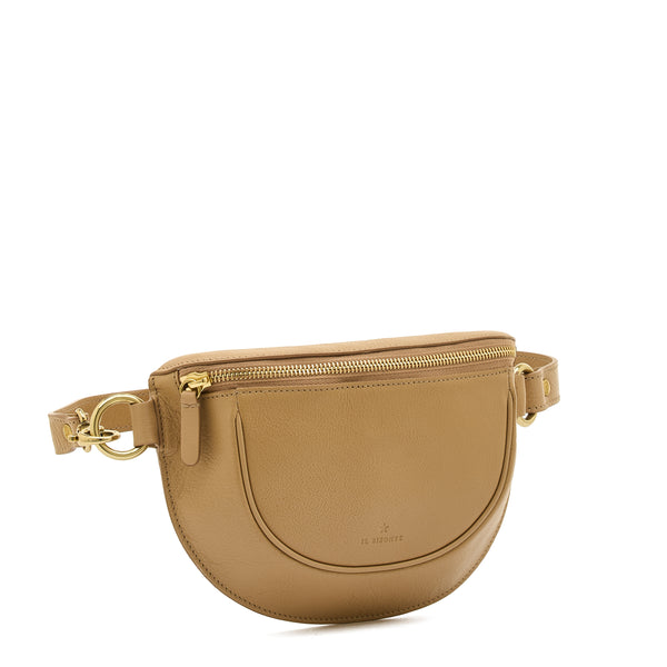 Oliveta | Sac banane pour femme en cuir couleur café au lait