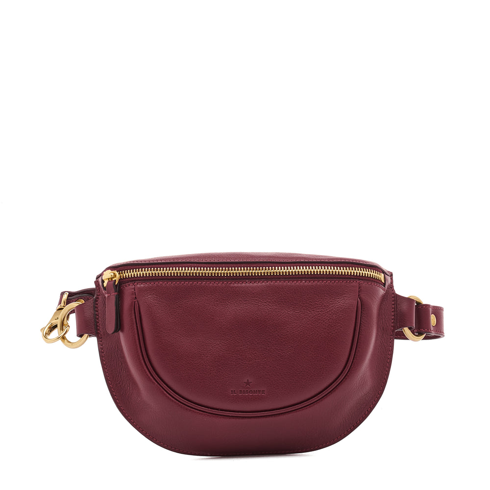 Oliveta | Women's belt bag in leather color black cherry