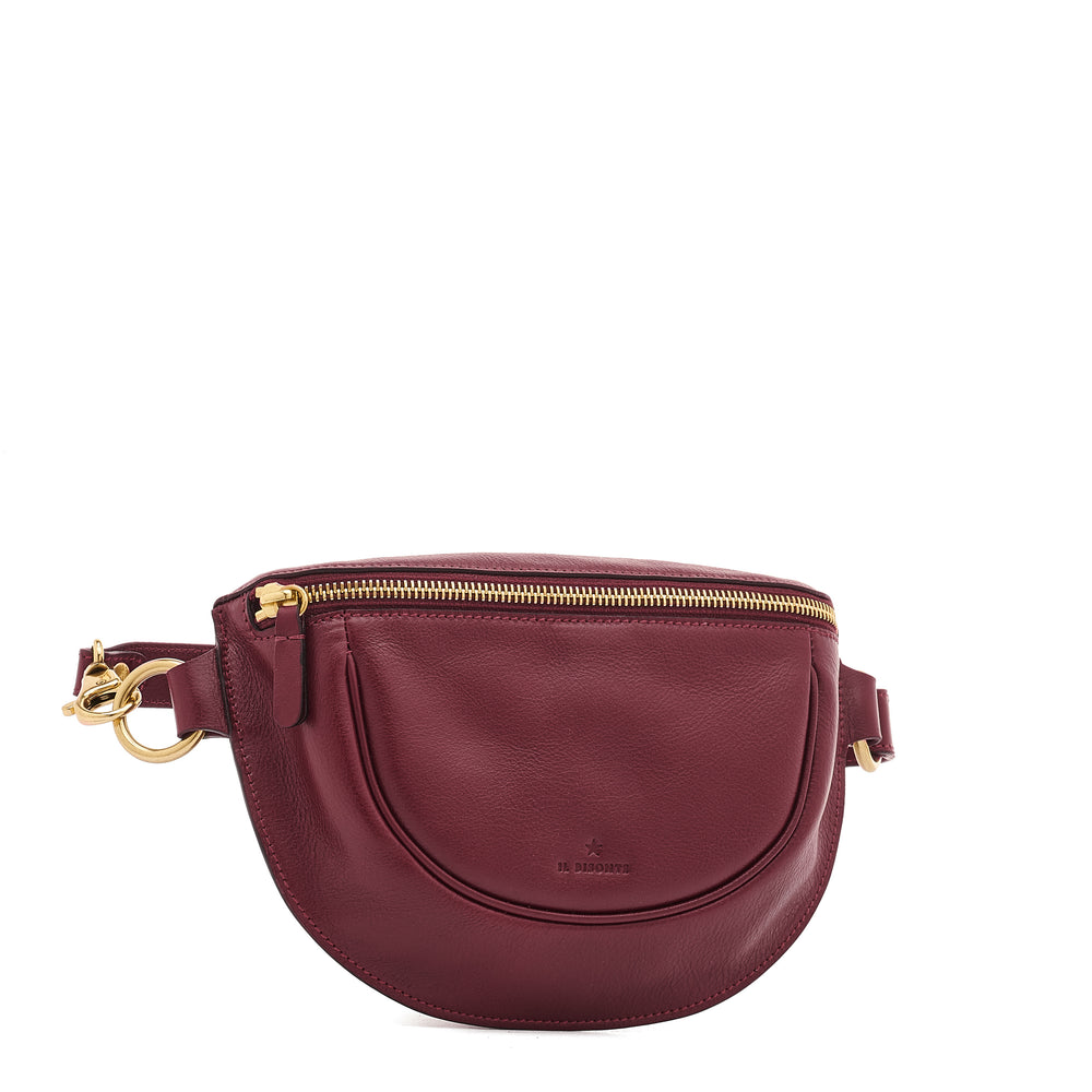 Oliveta | Women's belt bag in leather color black cherry