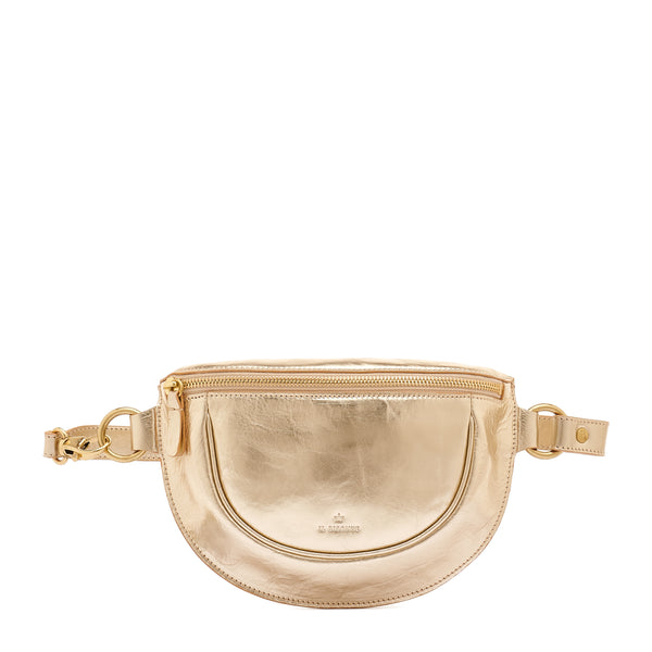 Oliveta | Women's belt bag in metallic leather color metallic platinum