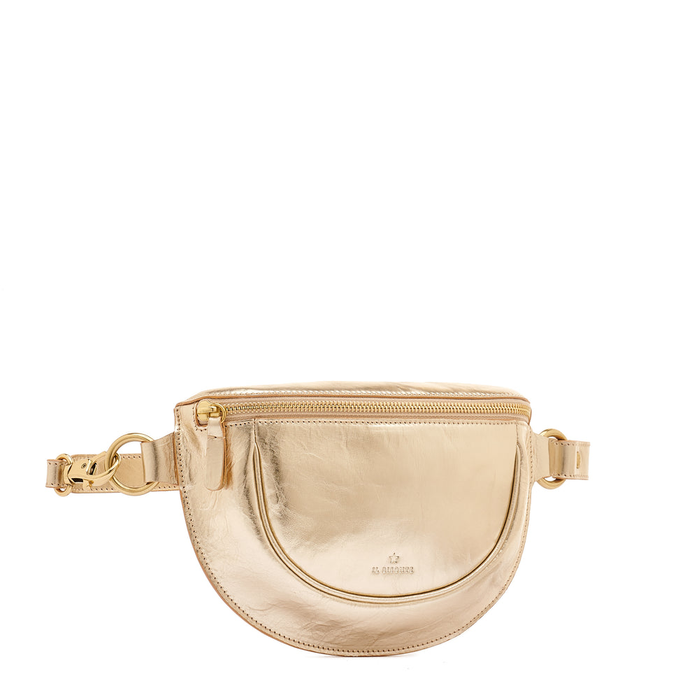 Oliveta | Women's belt bag in metallic leather color metallic platinum