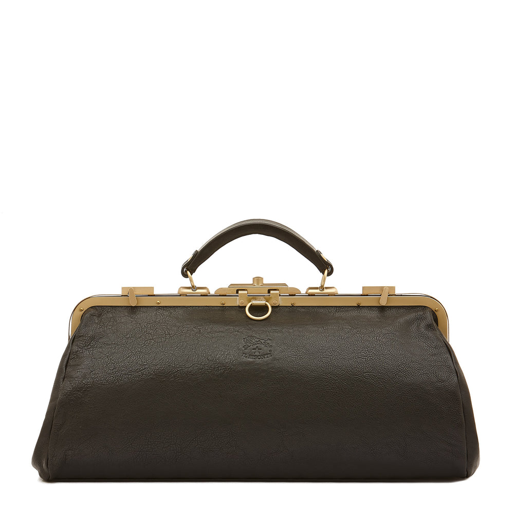 Briefcase in vintage leather color black