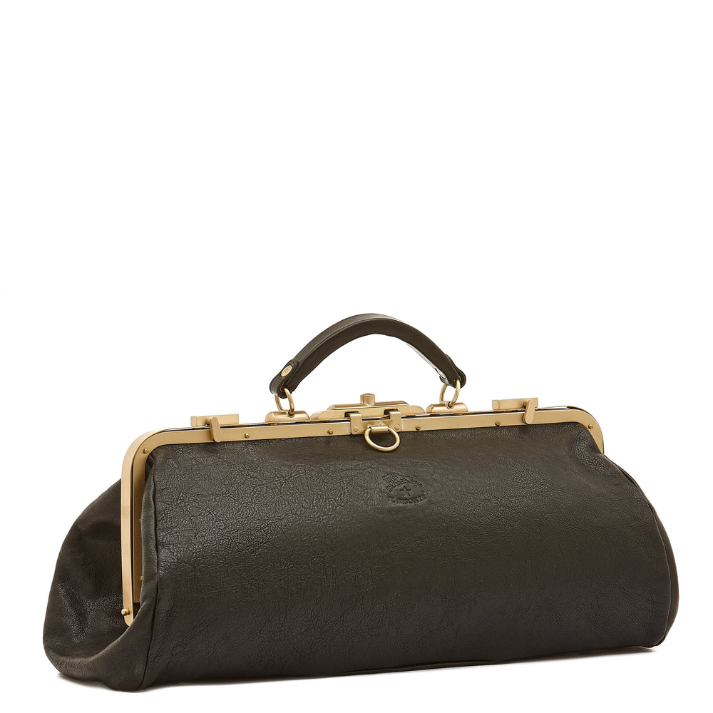 Briefcase in vintage leather color black