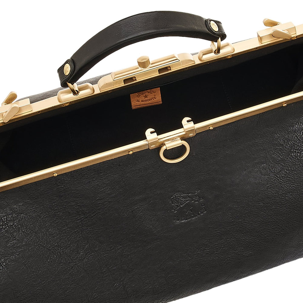 Briefcase in vintage leather color black