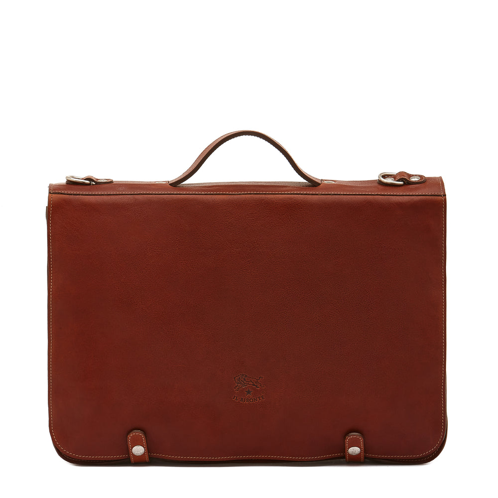 Briefcase in vintage leather color sepia