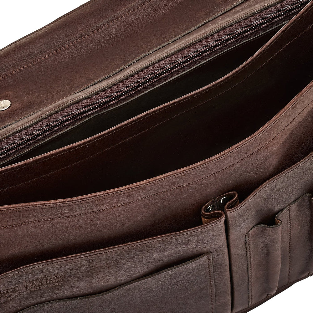 Briefcase in vintage leather color coffee