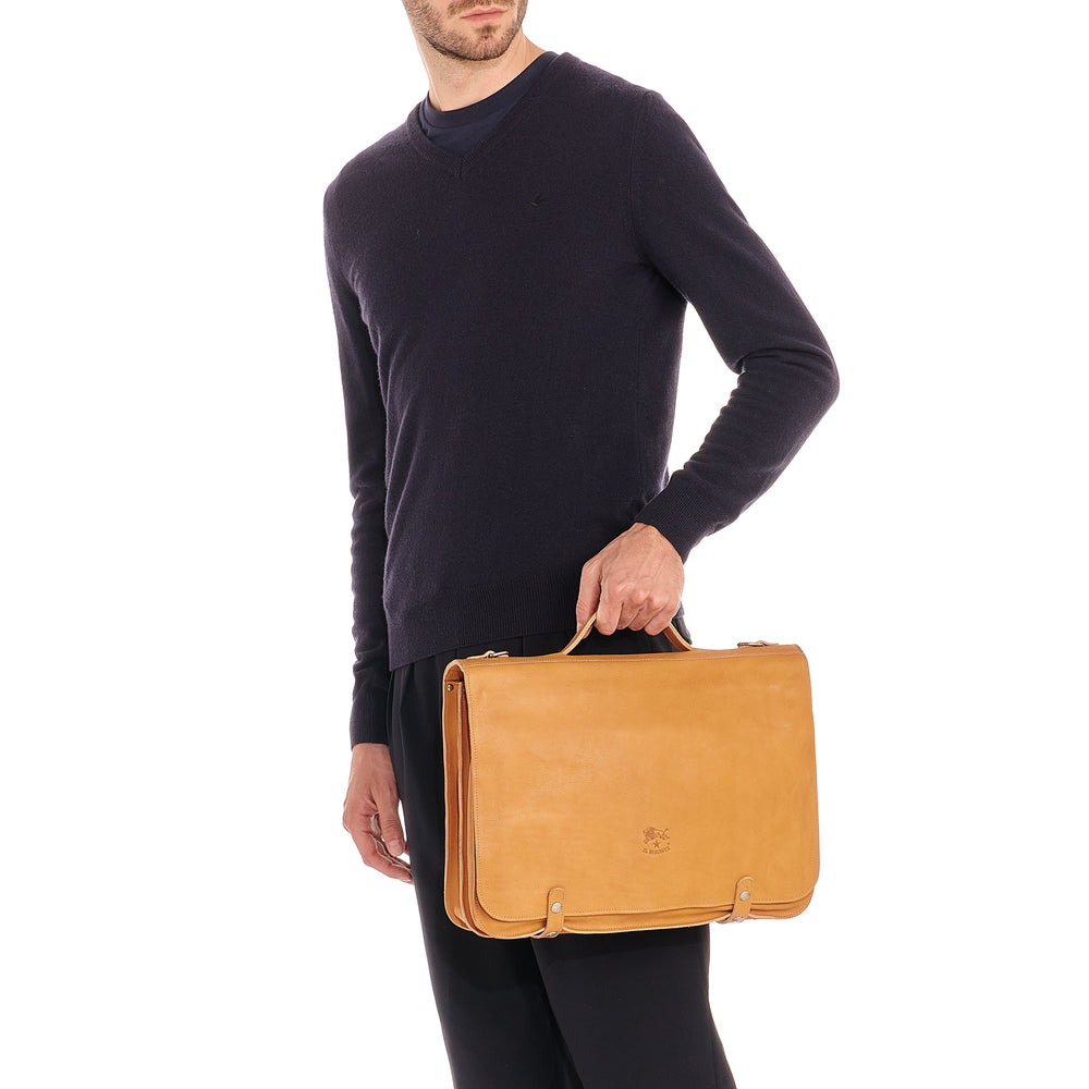 Briefcase in vintage leather color natural