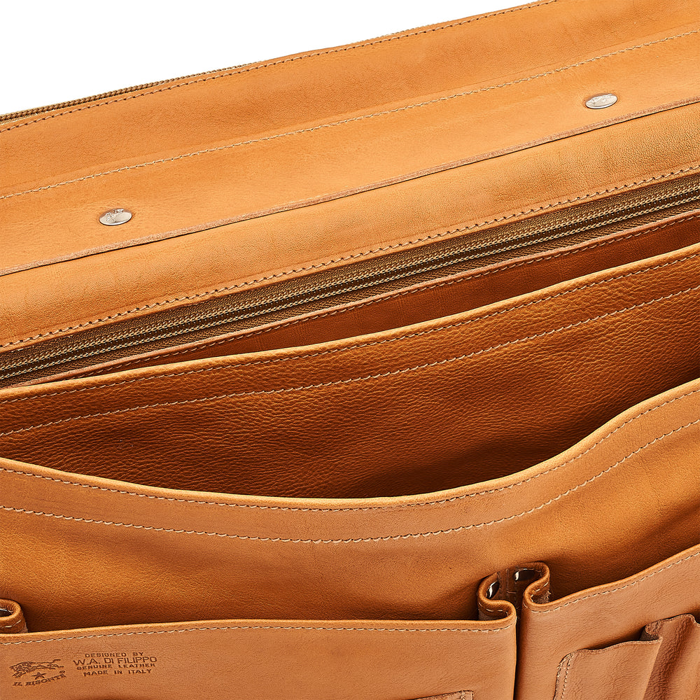 Briefcase in vintage leather color natural