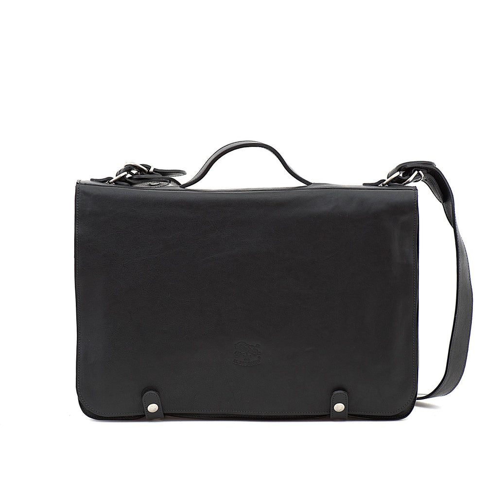 Briefcase in vintage leather color black