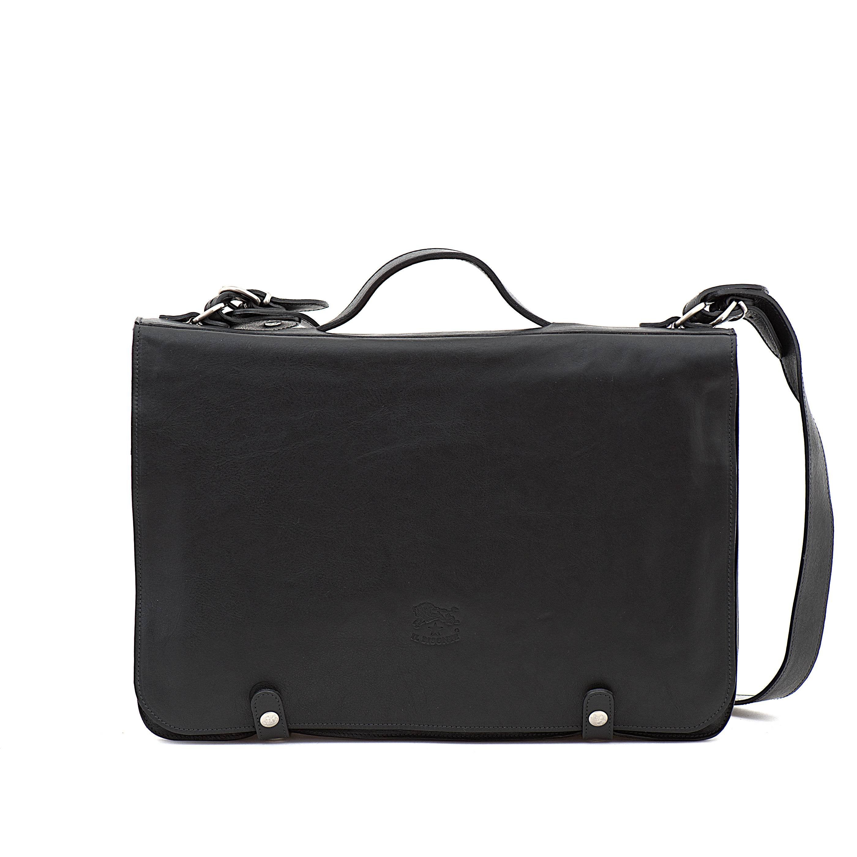 Briefcase in vintage leather color black