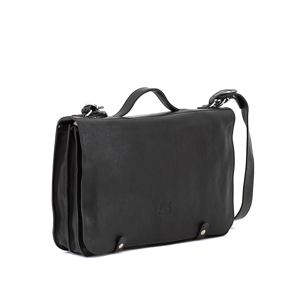 Briefcase in vintage leather color black
