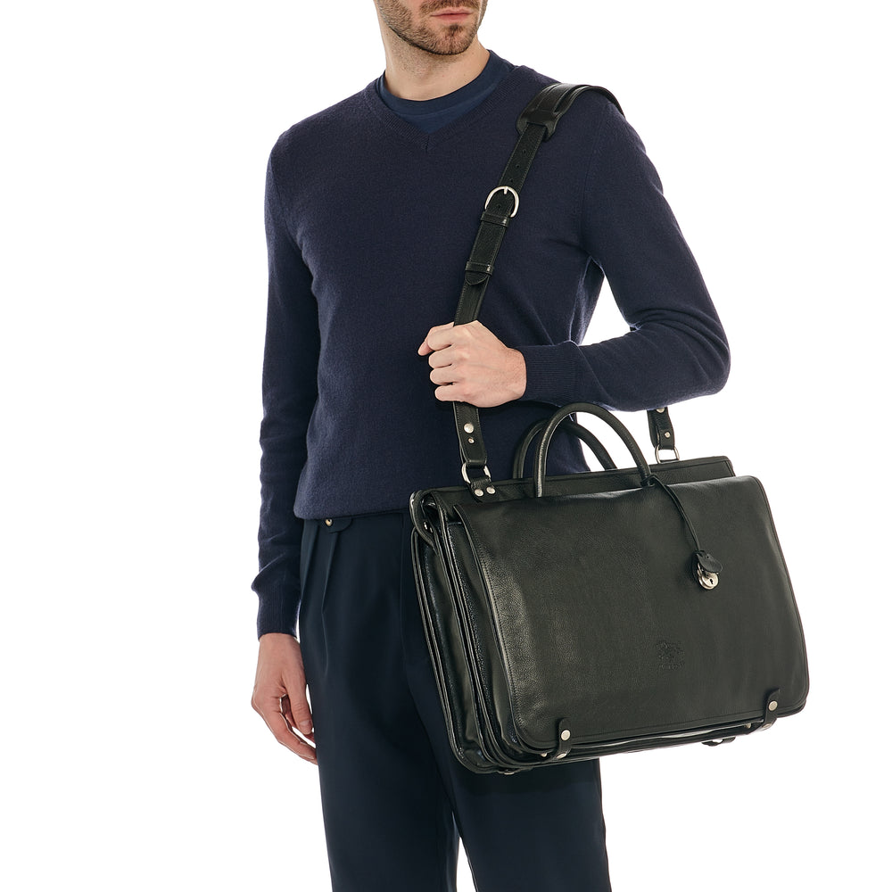 Men's briefcase in leather color black