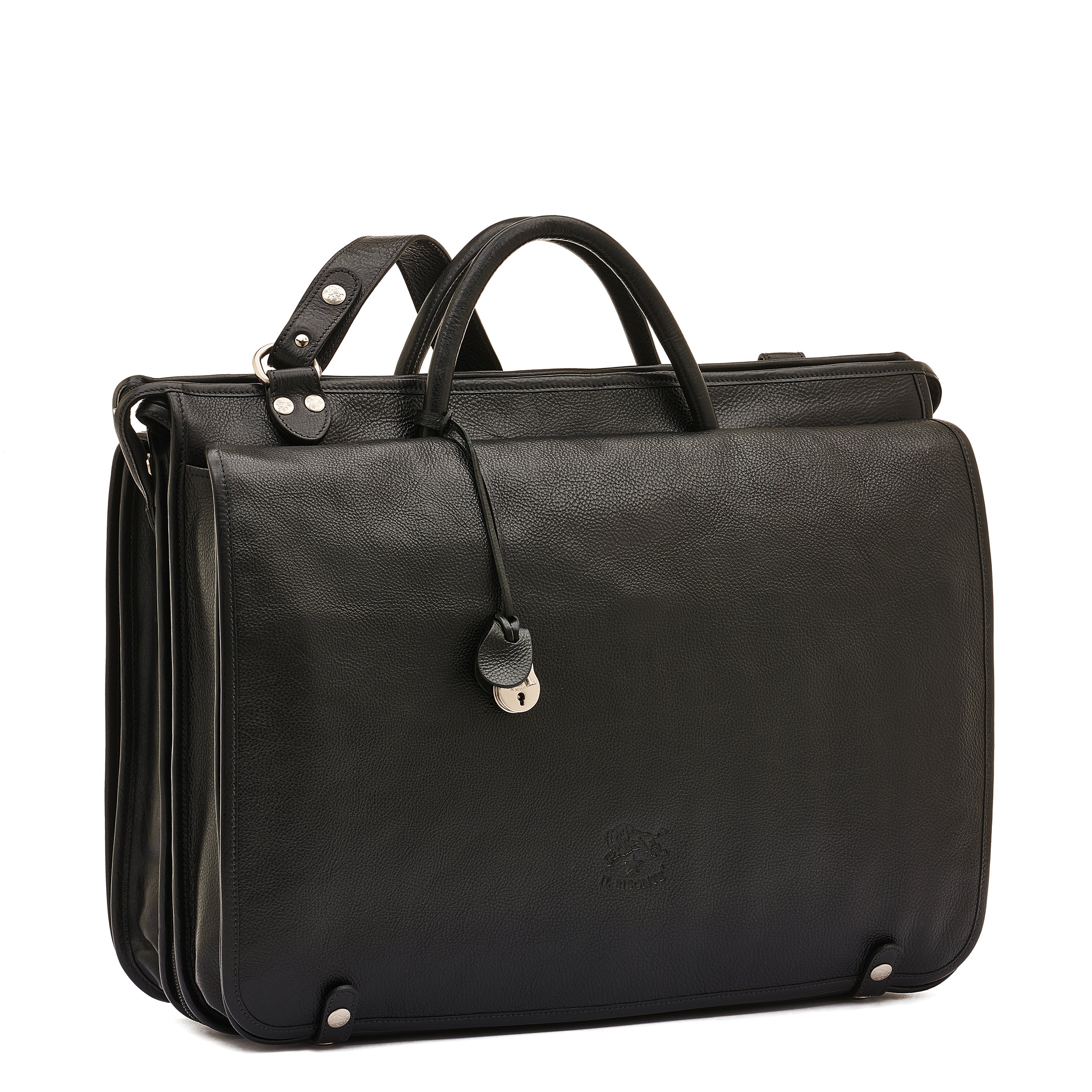 Men's briefcase in leather color black