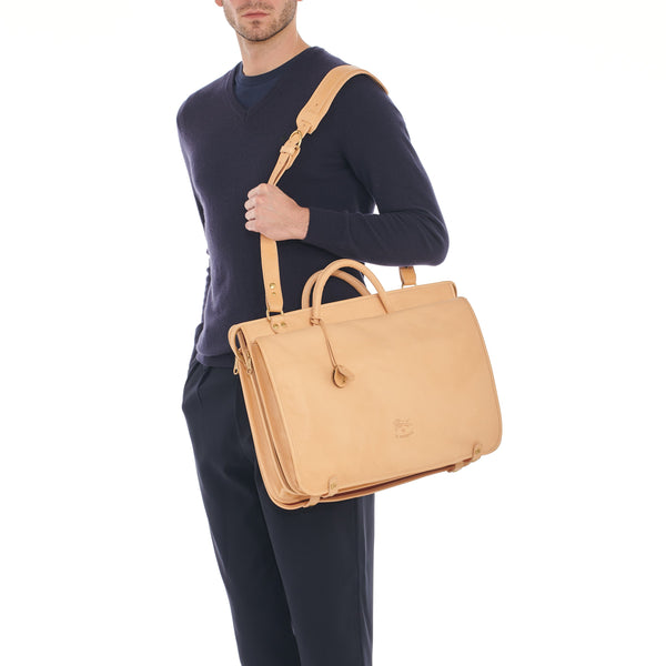Serviette pour homme en cuir couleur naturel