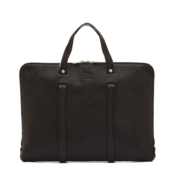 Trebbio | Men's briefcase in vintage leather color black