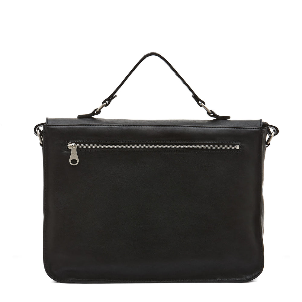 Brolio | Men's briefcase in vintage leather color black