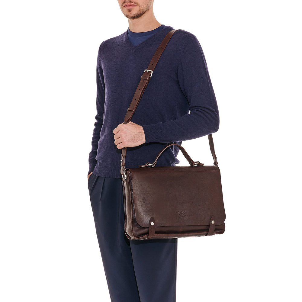 Brolio | Men's briefcase in vintage leather color coffee