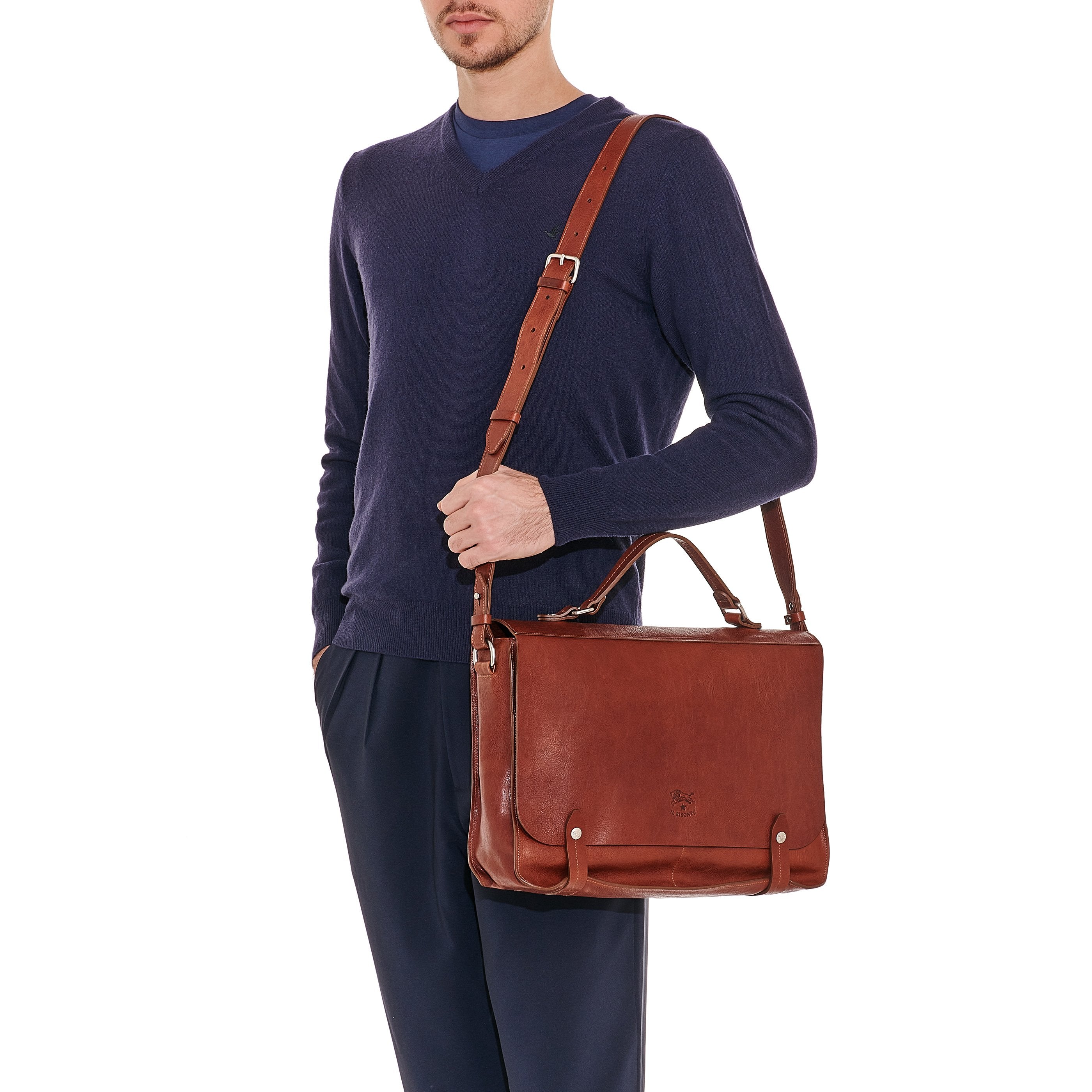 Brolio | Men's briefcase in vintage leather color sepia