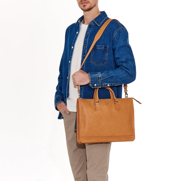 Meleto | Men's briefcase in vintage leather color natural