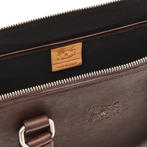 Meleto | Men's briefcase in vintage leather color coffee