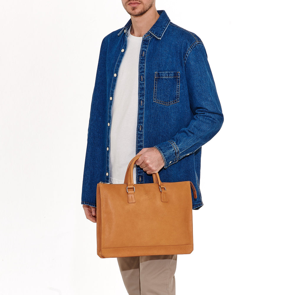 Meleto | Serviette pour homme en cuir vintage couleur naturel