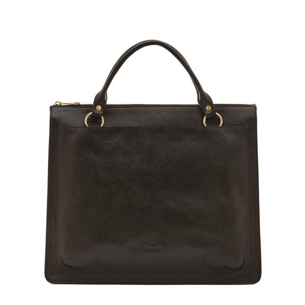 Manhattan | Women's briefcase in leather color black