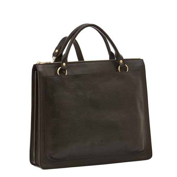 Manhattan | Women's briefcase in leather color black