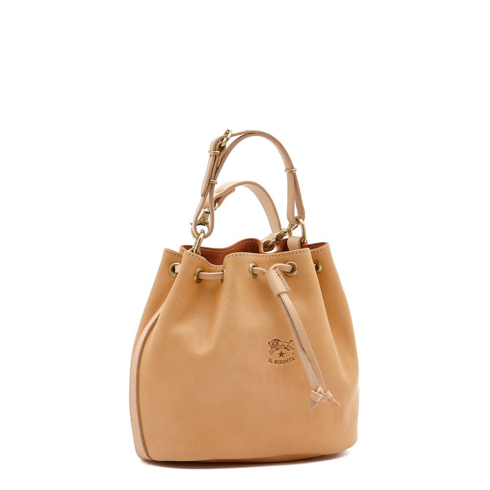 Sac seau pour femme en cuir couleur naturel