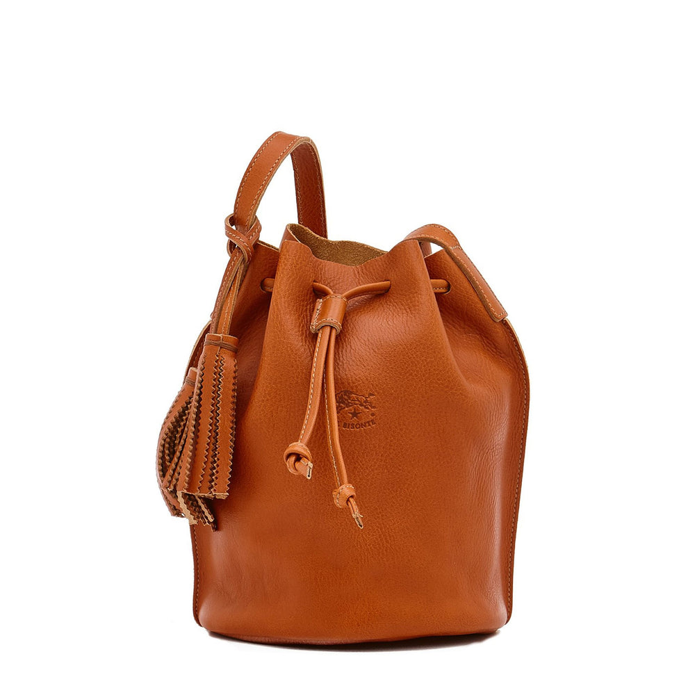 Silvia | Women's bucket bag in leather color caramel