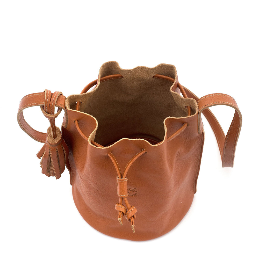 Silvia | Women's bucket bag in leather color caramel