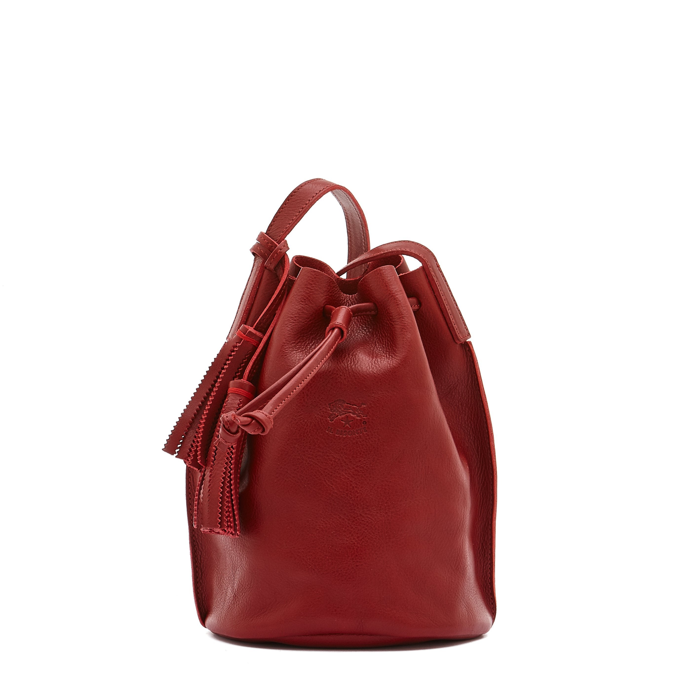 Silvia | Sac seau pour femme en cuir couleur rouge