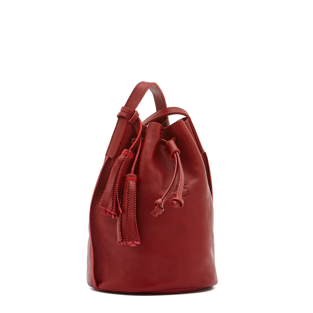 Silvia | Sac seau pour femme en cuir couleur rouge