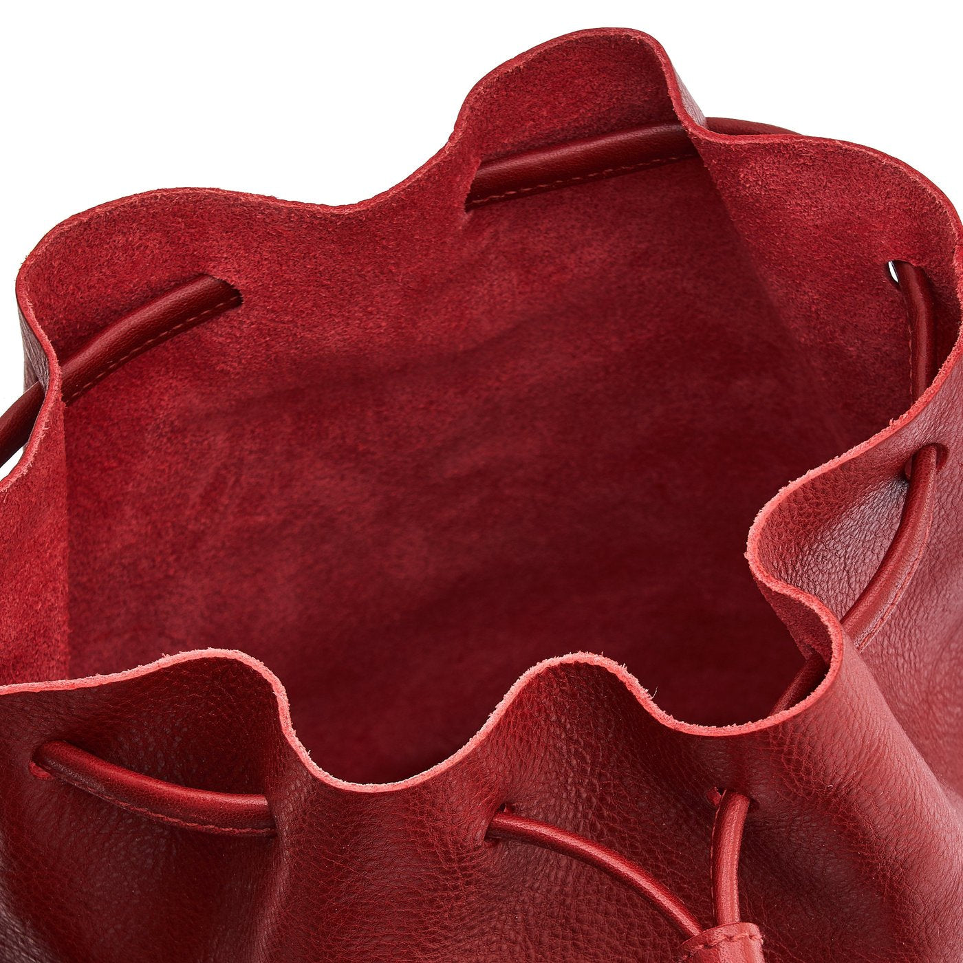 Silvia | Sac seau pour femme en cuir couleur rouge