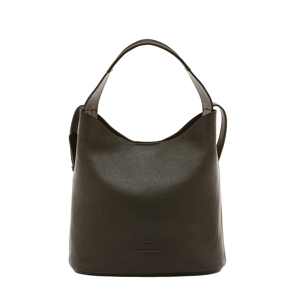 Le laudi | Sac seau pour femme en cuir vintage couleur noir