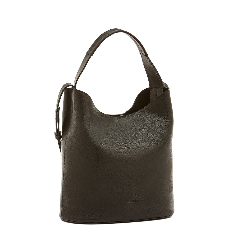 Le laudi | Sac seau pour femme en cuir vintage couleur noir