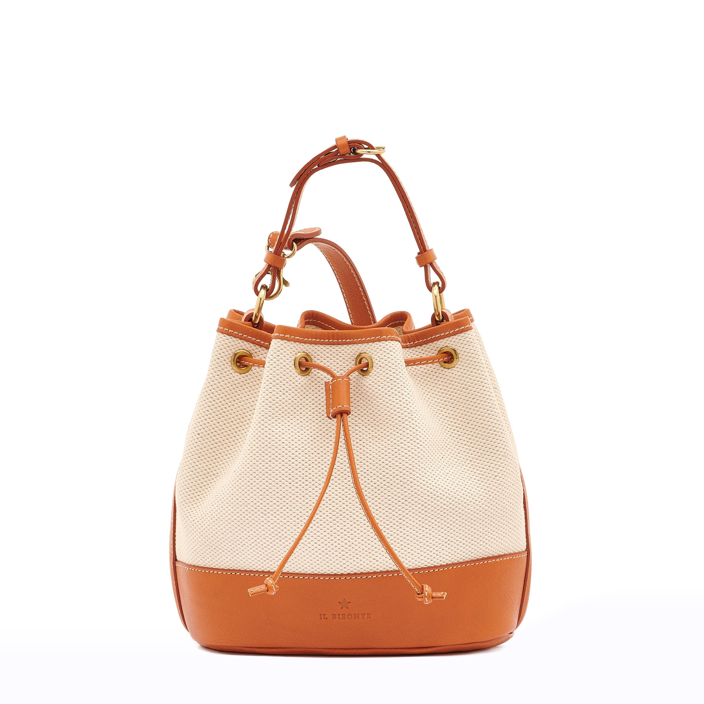 Marini | Women's bucket bag in fabric color natural / caramel