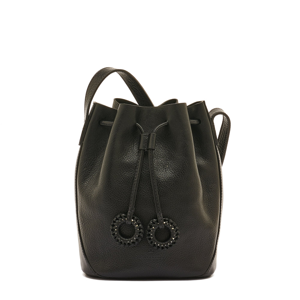 Tessa | Women's bucket bag in leather color black