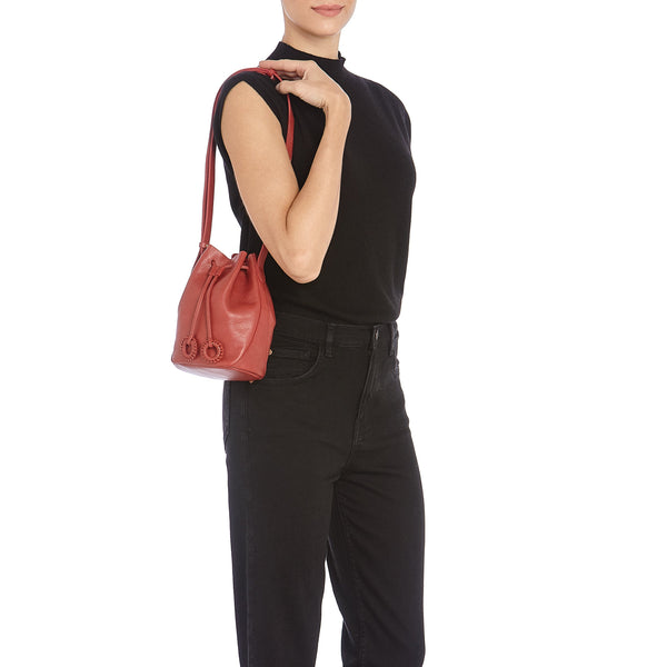 Tessa | Sac seau pour femme en cuir couleur rouge
