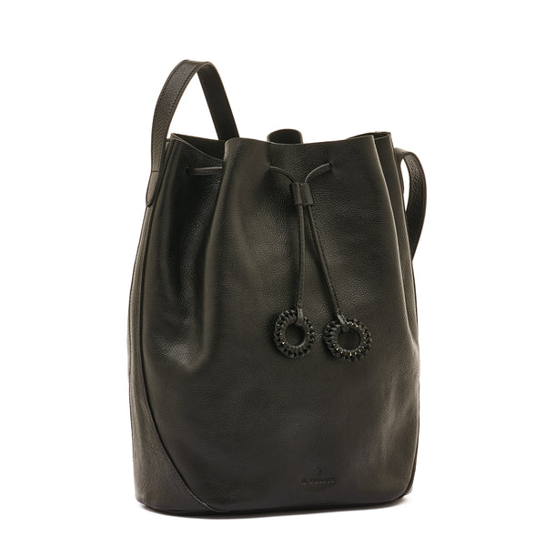Tessa | Women's bucket bag in leather color black