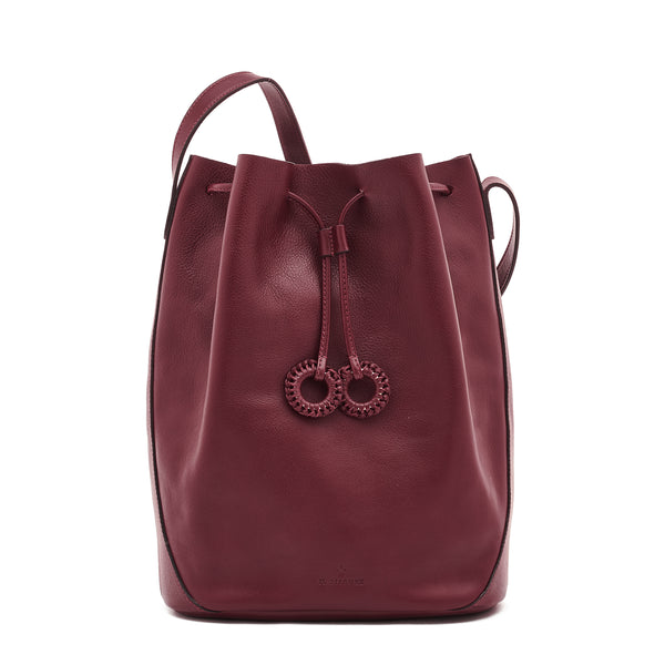 Tessa | Women's bucket bag in leather color black cherry