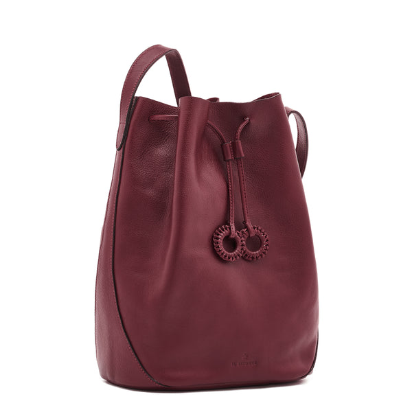 Tessa | Women's bucket bag in leather color black cherry