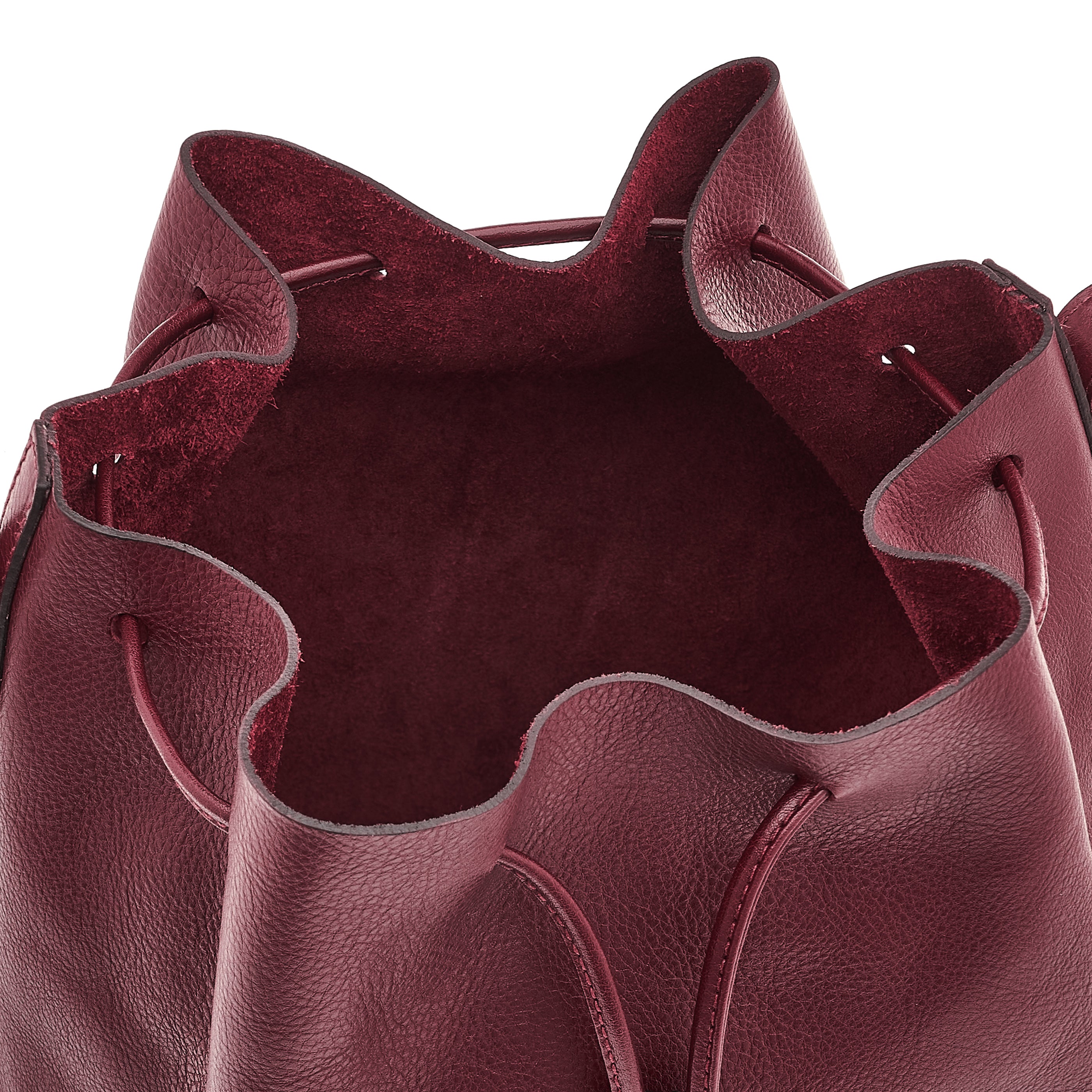 Tessa | Sac seau pour femme en cuir couleur cerise noire