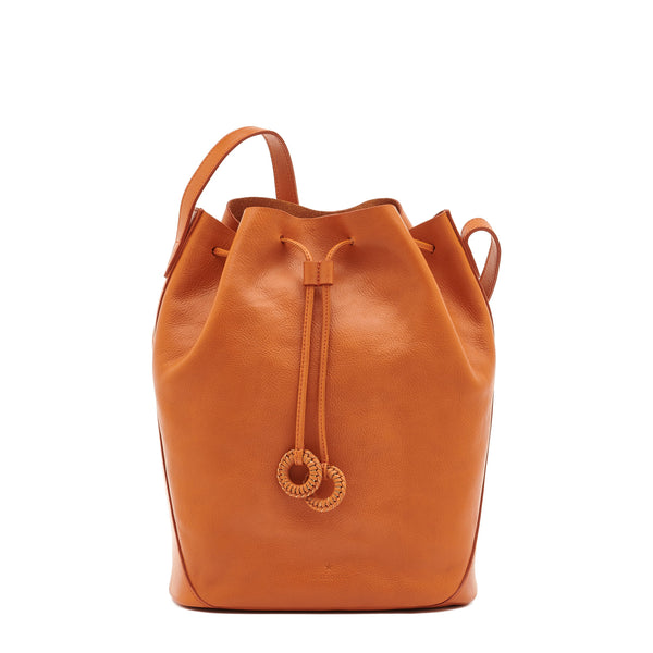 Tessa | Women's bucket bag in leather color caramel
