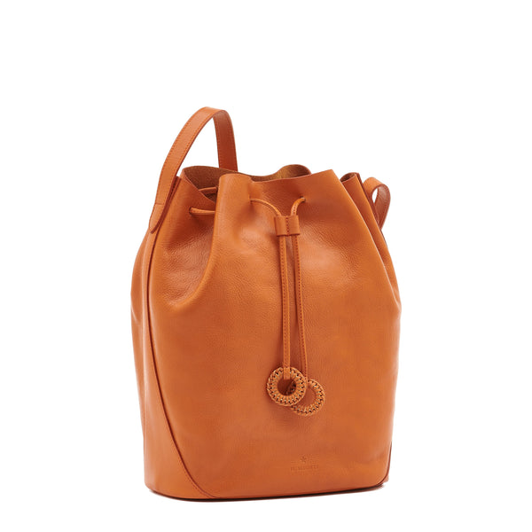 Tessa | Women's bucket bag in leather color caramel